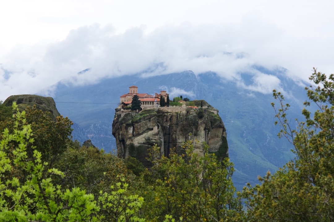 a castle perched on top of a cliff surrounded by trees